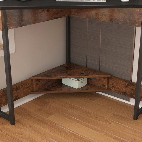 Triangle Computer Desk with Storage Shelf
