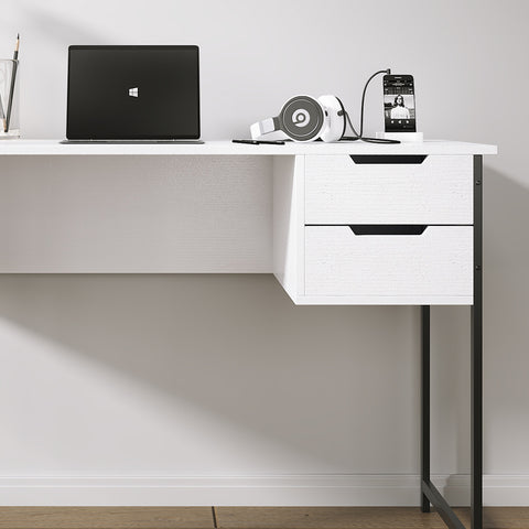 Modern Writing Desk Home Office Desk with Drawers Notebook Workstation white