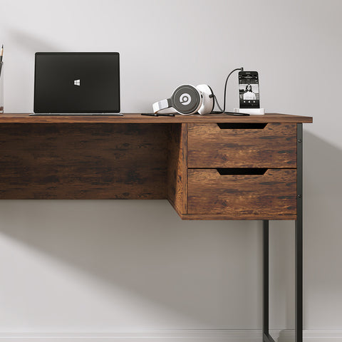 Modern Writing Desk Home Office Desk with Drawers brown