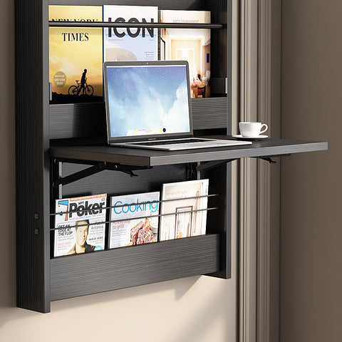 Wall-Mounted Computer Desk Small Workstation black