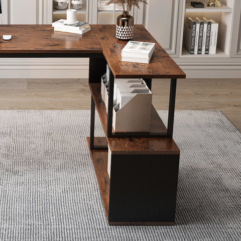 Efficient Home Laptop Notebook Computer Desk with Square Shelves