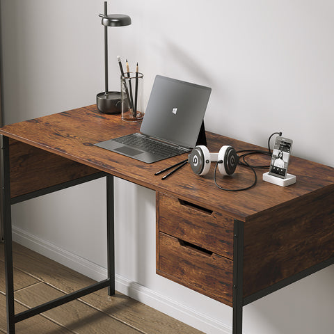 Modern Writing Desk Home Office Desk with Drawers Notebook Workstation brown