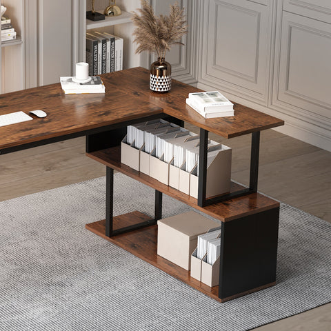 Home Laptop Notebook Computer Desk with Square Shelves