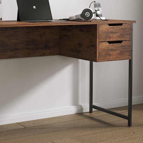 Home Office Desk with Drawers brown