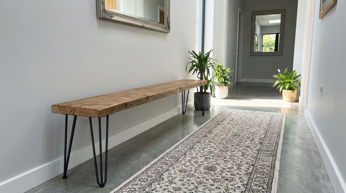bench wooden exposed legs