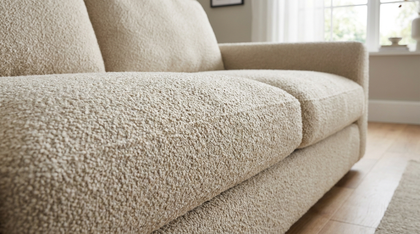 boucle sofa textured cozy
