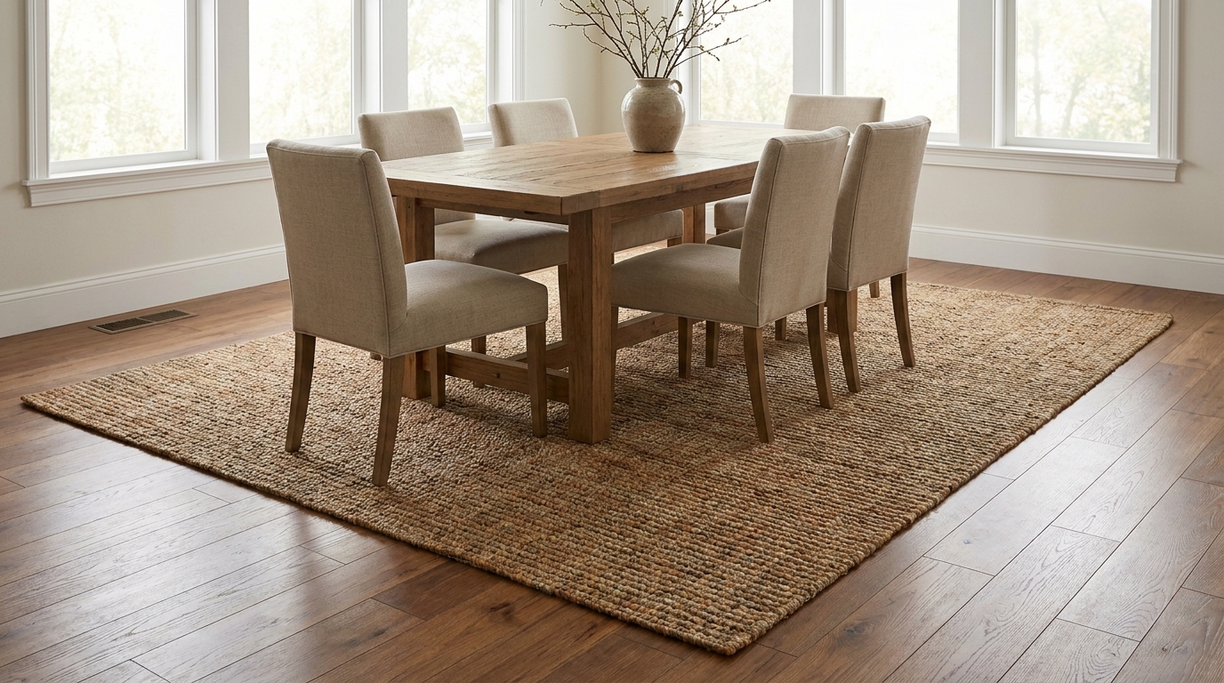 dining set wooden rug