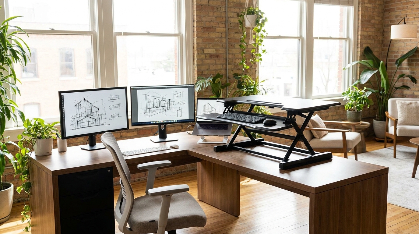 l shaped desk motorized spacious