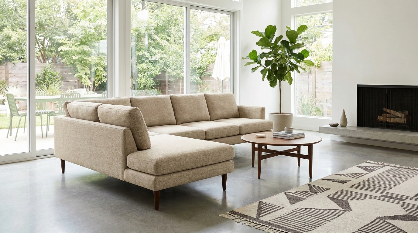 sectional sofa l shaped mid century