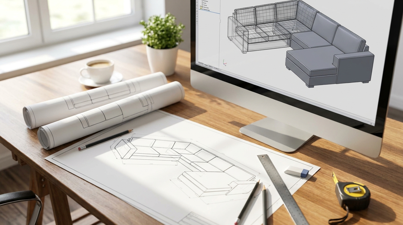 modular sofa blueprint cad