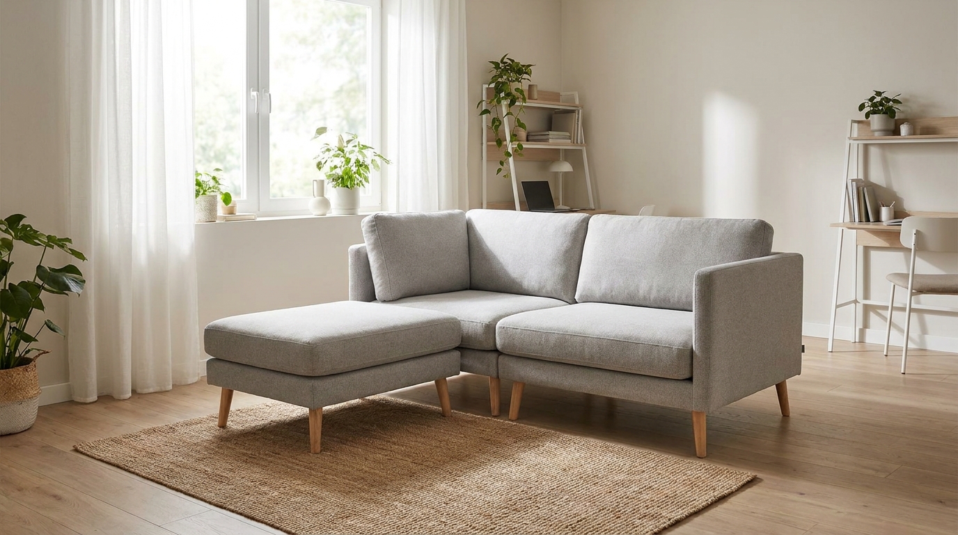 modular sofa compact l shape exposed legs